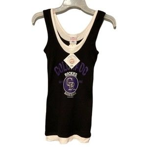 New MLB Colorado Rockies Women's Tank Top Black‎ Size Small
